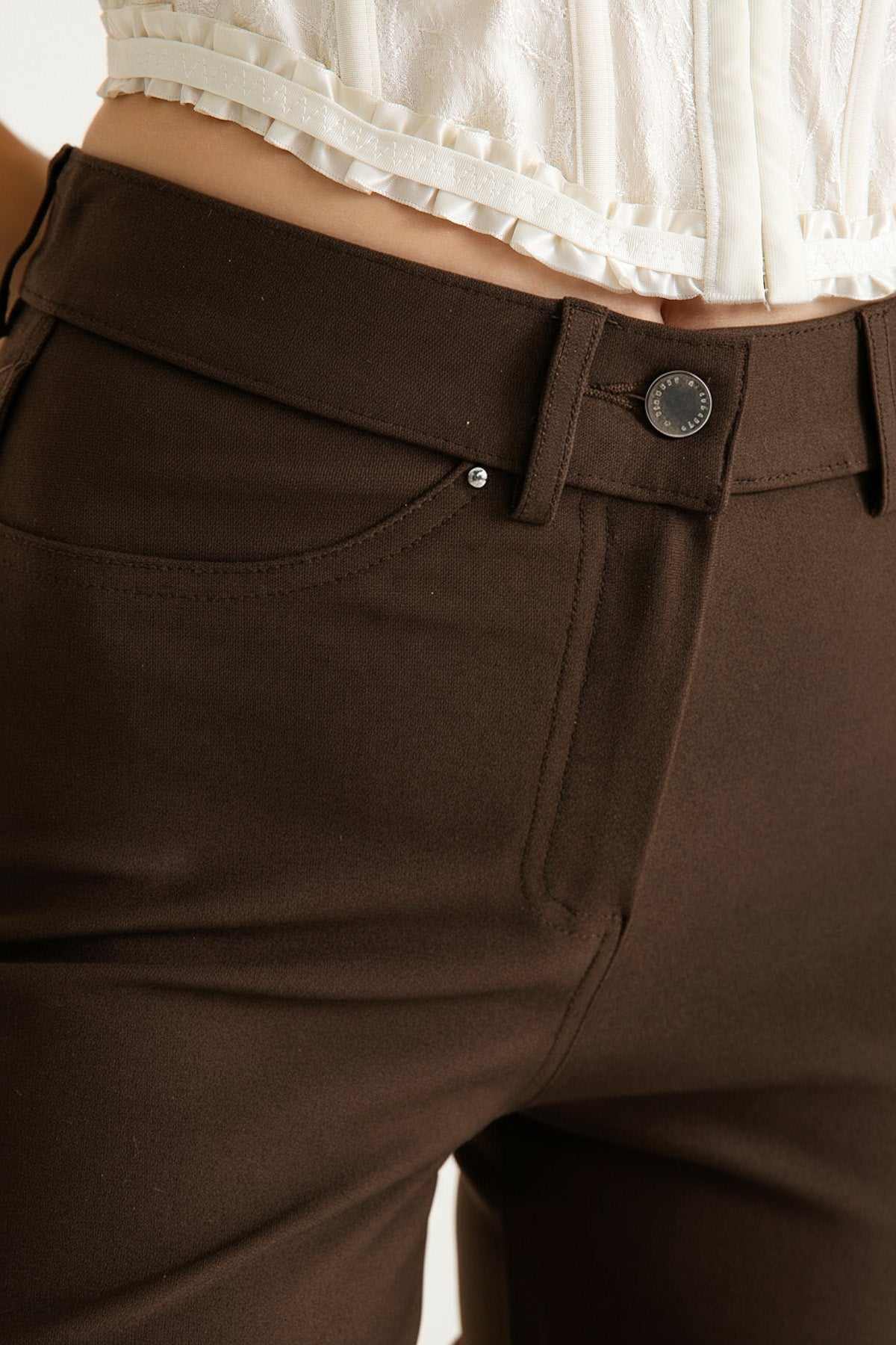 Kadın Yüksek Bel Vücut Toparlayıcı Örme Pantolon - Kahve