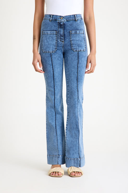 Yüksek Bel Likralı Loose Fit İspanyol Kalıp Jeans