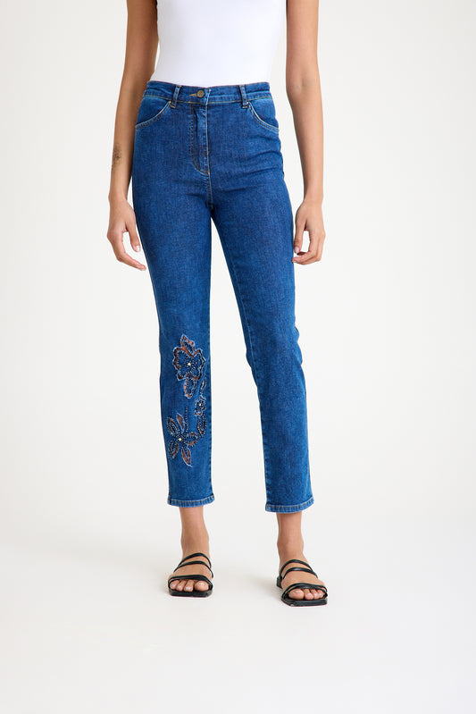 Tint İşleme Detaylı Yüksek Bel Slim Mavi Jeans