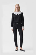 High-Waisted Slim Pants with Zipper Detail