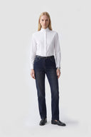 Yüksek Bel Mavi Bootcut Boru Paça Likralı Jeans