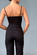 Yüksek Bel Siyah Likralı Pamuklu Kanvas Pantolon