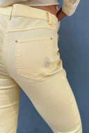 High-Waisted Light Yellow Cotton Capri Pants
