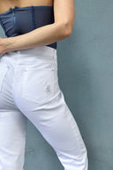 High Waist Bootcut Elastane Slim Trousers with Ankle Embroidery Detail