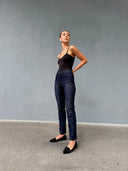 Yüksek Bel Bootcut Boru Paça Likralı Jeans