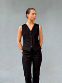 Siyah Bayan Likralı Yelek