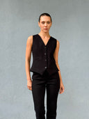 Siyah Bayan Likralı Yelek