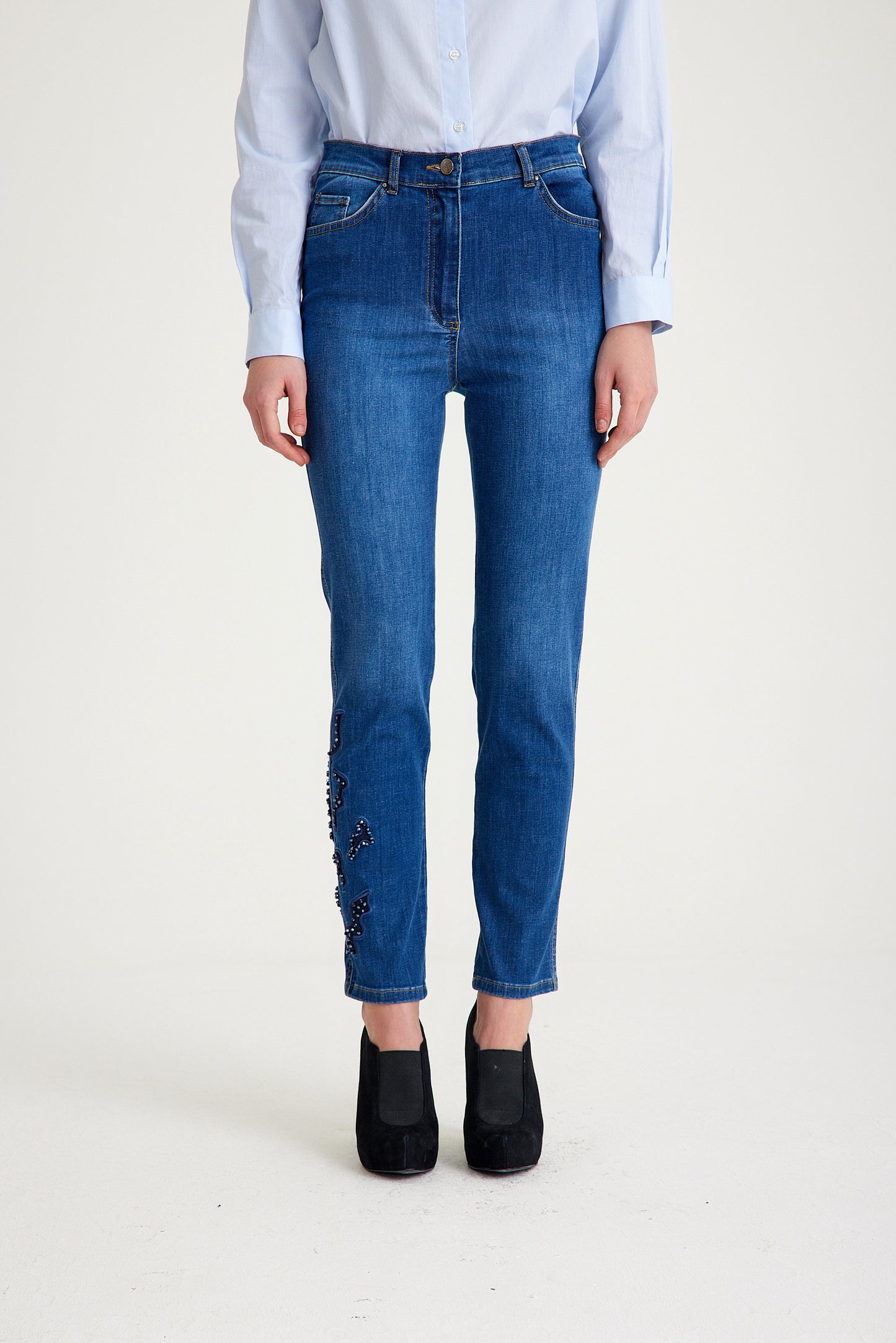 Nille İşlemeli Bootcut Jeans