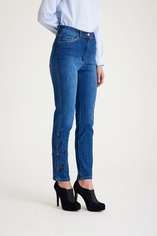 Nille İşlemeli Bootcut Jeans