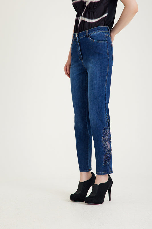 Bloom İşlemeli Bootcut Jeans