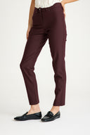 Kadın Yüksek Bel Vücut Toparlayıcı Örme Pantolon - Mürdüm