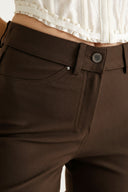 Kadın Yüksek Bel Vücut Toparlayıcı Örme Pantolon - Kahve