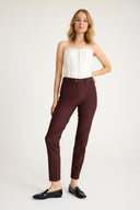 Kadın Yüksek Bel Vücut Toparlayıcı Örme Pantolon - Mürdüm