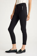 High-Waisted Slim Pants with Zipper Detail