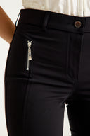 High-Waisted Slim Pants with Zipper Detail