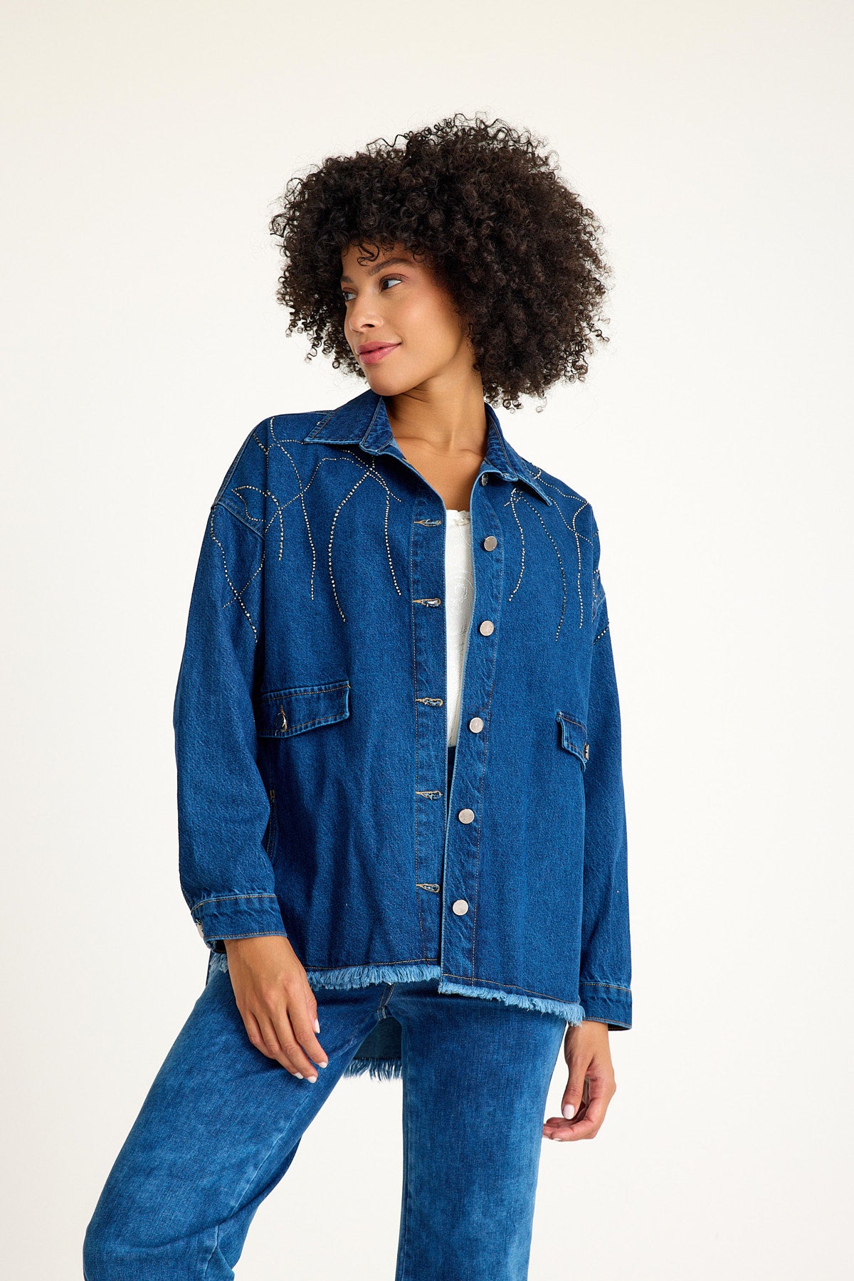 Autumn Oversize Denim Mavi Ceket