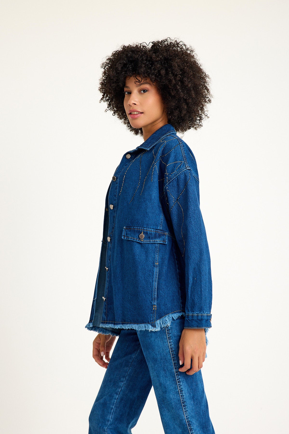 Autumn Oversize Denim Mavi Ceket