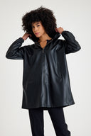 Leather Hooded Jacket