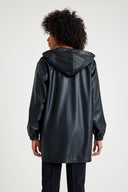 Leather Hooded Jacket