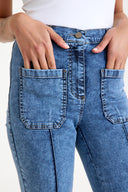 Yüksek Bel Likralı Loose Fit İspanyol Kalıp Jeans