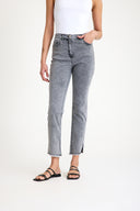 Yüksek Bel Esnek Taş İşleme Detaylı Gri Slim Jeans