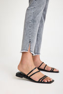 Yüksek Bel Esnek Taş İşleme Detaylı Gri Slim Jeans