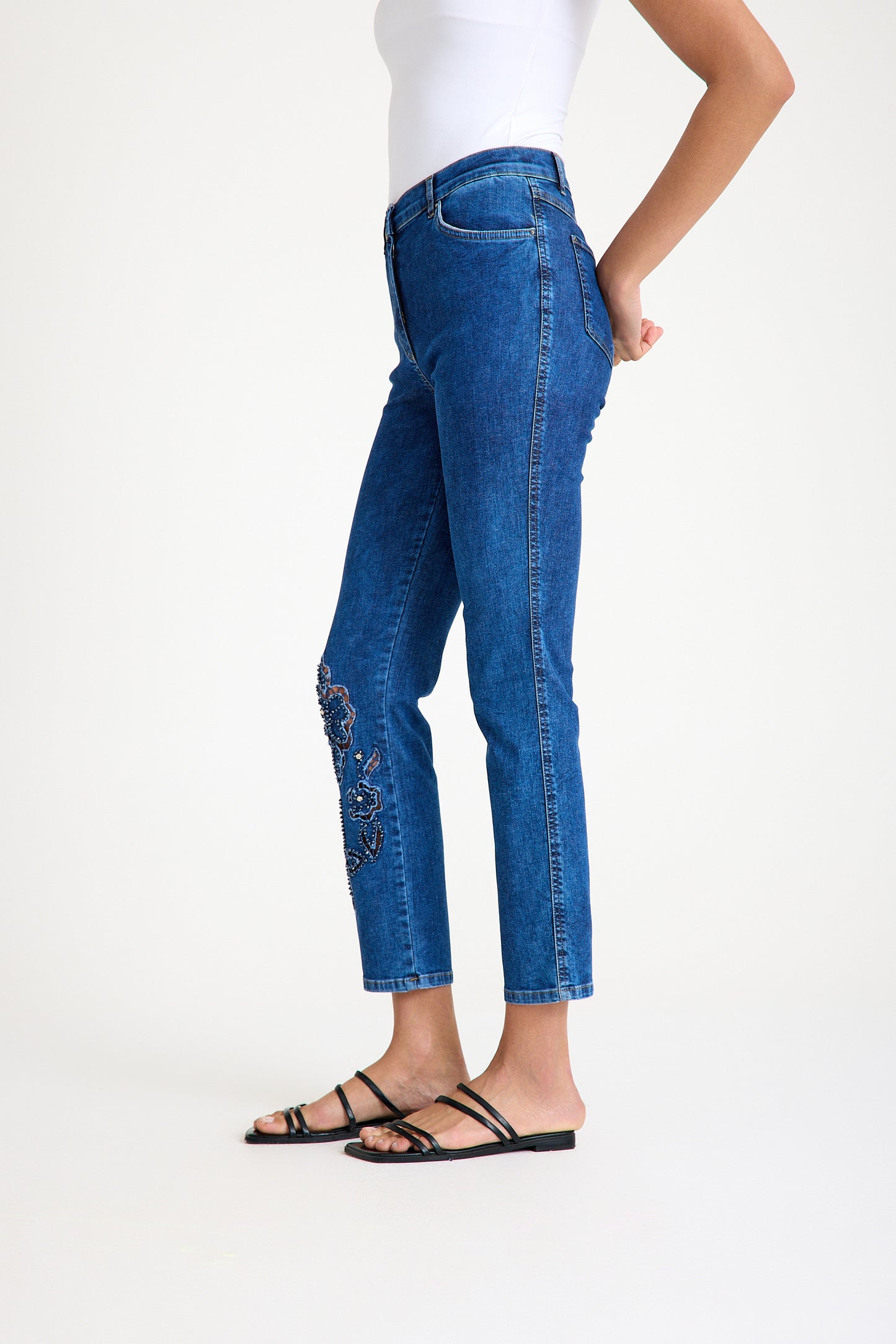 Tint İşleme Detaylı Yüksek Bel Slim Mavi Jeans