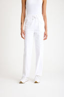 Women's White High-Waist Relaxed Fit Straight Cargo Pants