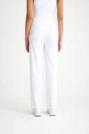 Women's White High-Waist Relaxed Fit Straight Cargo Pants