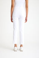 Women's High-Waist White Embroidered Straight Fit Jeans