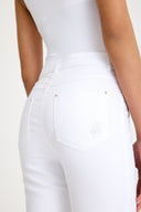 Women's High-Waist White Embroidered Straight Fit Jeans