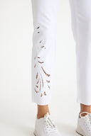 Women's High-Waist White Embroidered Straight Fit Jeans