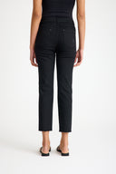Women's High-Waist Black Embroidered Straight Fit Jeans