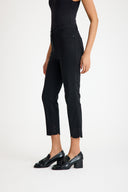 Women's High-Waist Bootcut Pants with Black Hem Embroidery