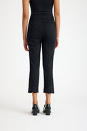 Women's High-Waist Bootcut Pants with Black Hem Embroidery