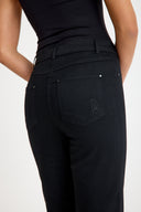 Women's High-Waist Bootcut Pants with Black Hem Embroidery