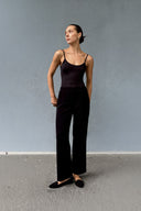 Kadife Görünümlü Belden Lastikli Bol Paça Pantolon