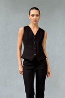 Siyah Bayan Likralı Yelek