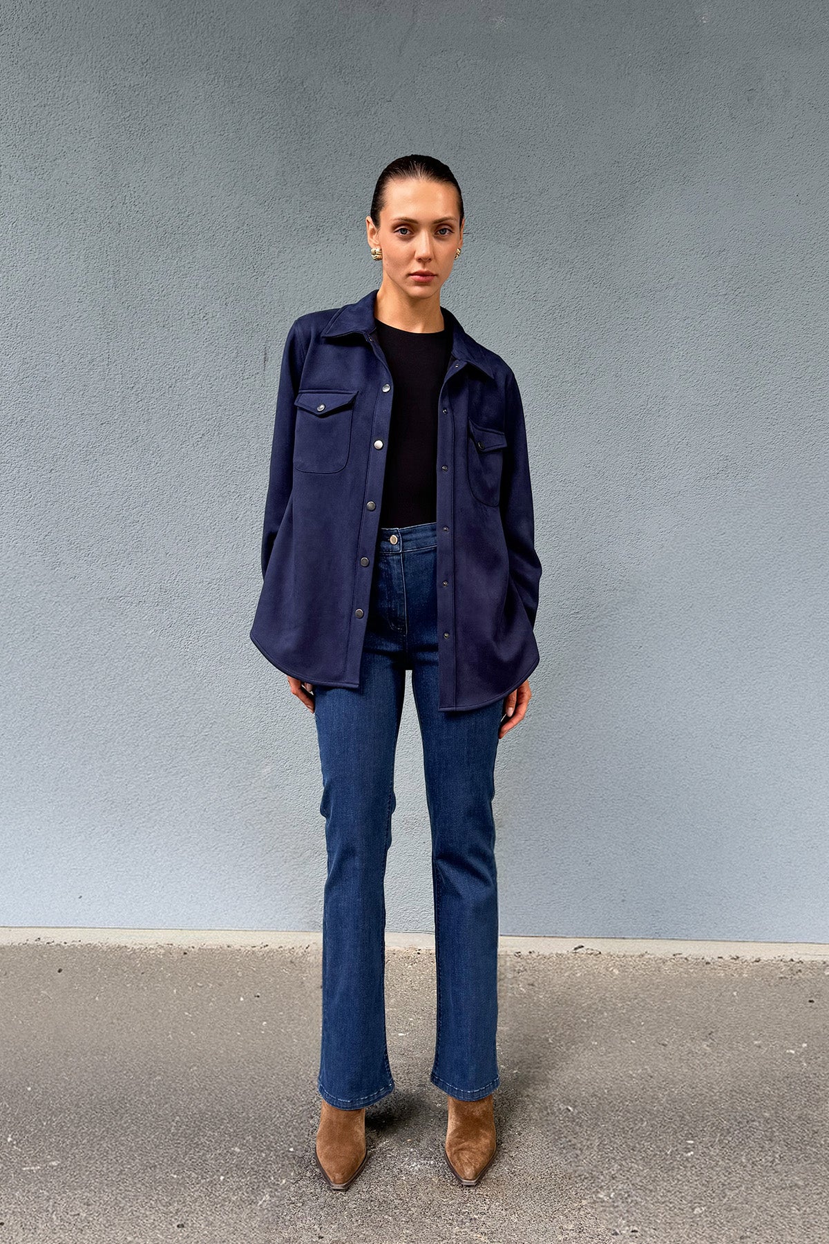 Belden Lastikli Hafif İspanyol Paça Jeans