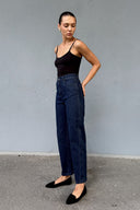 Barrel Fit Dark Wash High-Waist Jeans