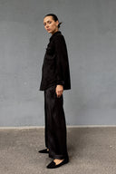 Siyah Kadın Süet Bol Kalıp Gömlek Ceket