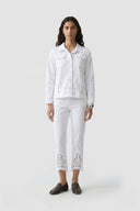 High Waist Bootcut Elastane Slim Trousers with Ankle Embroidery Detail