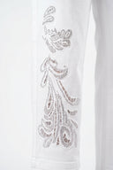 Women's High-Waist White Embroidered Straight Fit Jeans