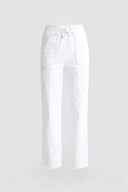 Women's White High-Waist Relaxed Fit Straight Cargo Pants