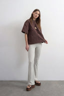 Stone-Embroidered Modal Flare Trousers