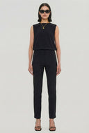 Kadın Siyah Yüksek Bel Vücut Toparlayıcı Kalın Çelik Örme Yanları Taşlı Pantolon