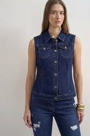 İşleme Detaylı Kot Yelek