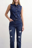 Embroidered Detailed Denim Vest