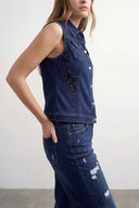 Embroidered Detailed Denim Vest