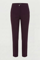 Yüksek Bel Düğme ve Fermuar Detaylı Bootcut Krep Pantolon - Mürdüm